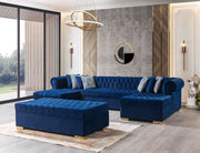 Lauren Navy Velvet Double Chaise Sectional - Gate FurnitureSectional