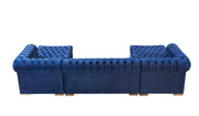 Lauren Navy Velvet Double Chaise Sectional - Gate FurnitureSectional
