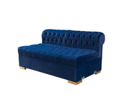 Lauren Navy Velvet Double Chaise Sectional - Gate FurnitureSectional