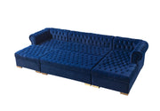 Lauren Navy Velvet Double Chaise Sectional - Gate FurnitureSectional