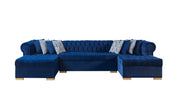 Lauren Navy Velvet Double Chaise Sectional - Gate FurnitureSectional
