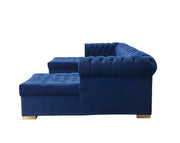 Lauren Navy Velvet Double Chaise Sectional - Gate FurnitureSectional