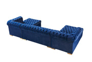 Lauren Navy Velvet Double Chaise Sectional - Gate FurnitureSectional