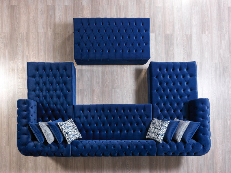 Lauren Navy Velvet Double Chaise Sectional - Gate FurnitureSectional
