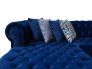 Lauren Navy Velvet Double Chaise Sectional - Gate FurnitureSectional