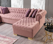 Lauren Pink Velvet Double Chaise Sectional - LAURENPINK-SEC