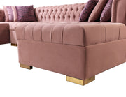 Lauren Pink Velvet Double Chaise Sectional - LAURENPINK-SEC