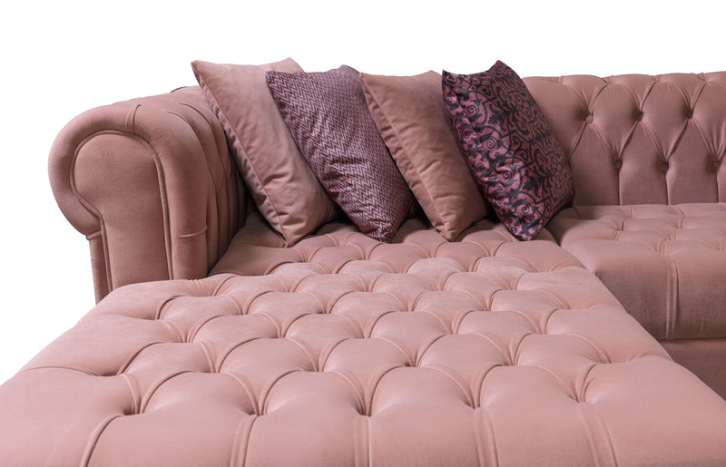 Lauren Pink Velvet Double Chaise Sectional - LAURENPINK-SEC