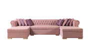 Lauren Pink Velvet Double Chaise Sectional - LAURENPINK-SEC