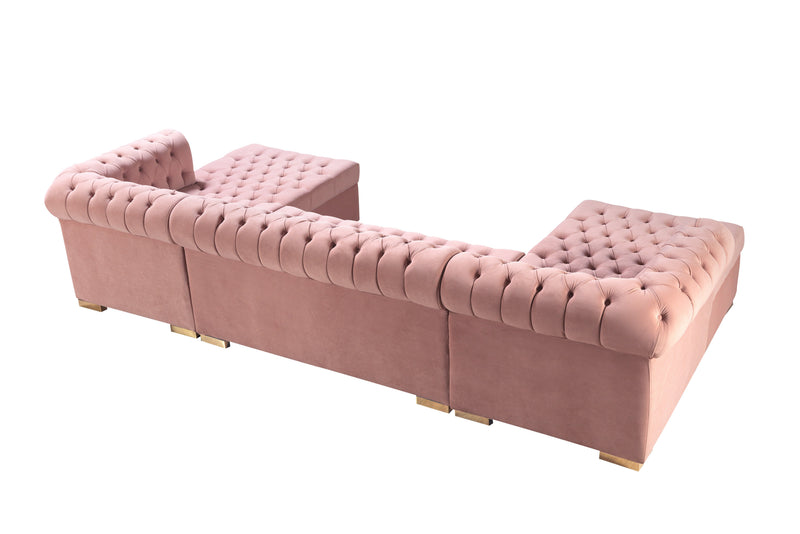 Lauren Pink Velvet Double Chaise Sectional - LAURENPINK-SEC