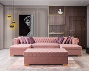 Lauren Pink Velvet Double Chaise Sectional - LAURENPINK-SEC