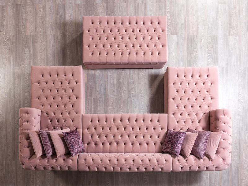 Lauren Pink Velvet Double Chaise Sectional - LAURENPINK-SEC