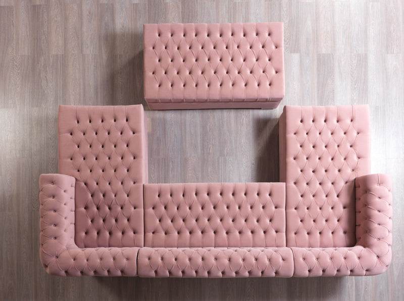 Lauren Pink Velvet Double Chaise Sectional - LAURENPINK-SEC