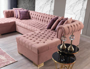 Lauren Pink Velvet Double Chaise Sectional - LAURENPINK-SEC