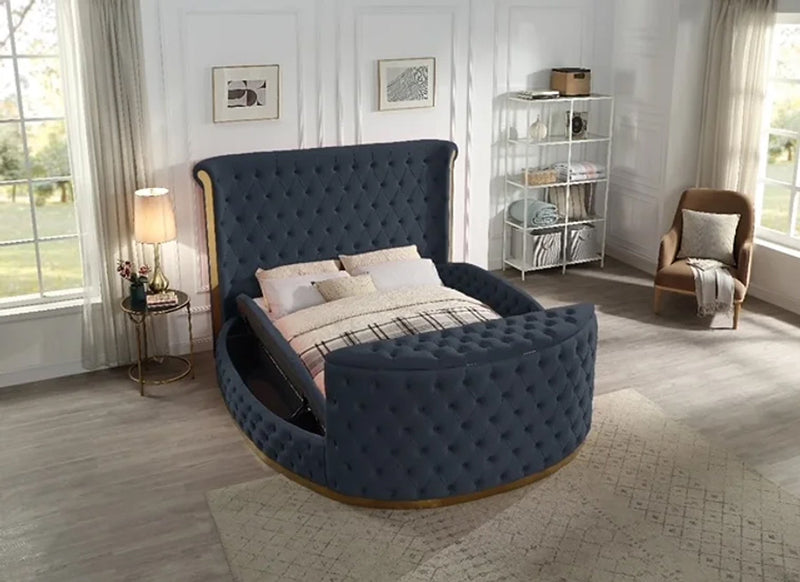 Lauren Queen Grey Platform TV Bed - Gate FurnitureQueen Bed