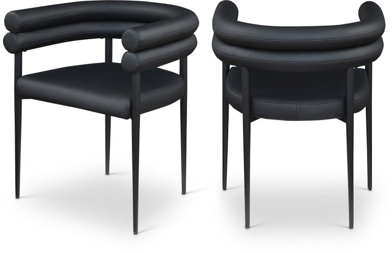 Lavina Vegan Leather Upholstered Dining Chair in Black, Set of 2 - 509Black-C