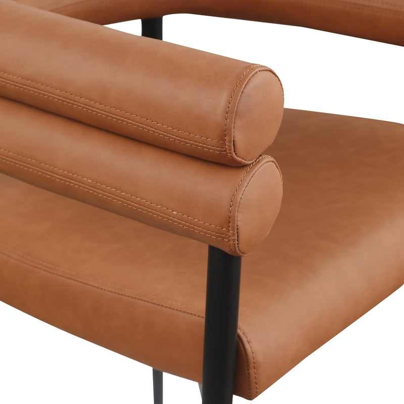 Lavina Vegan Leather Upholstered Dining Chair in Cognac, Set of 2 - 509Cognac-C