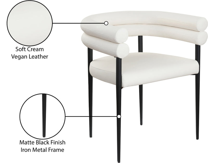 Lavina Vegan Leather Upholstered Dining Chair in Cream, Set of 2 - 509Cream-C