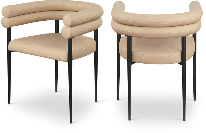 Lavina Vegan Leather Upholstered Dining Chair in Natural, Set of 2 - 509Tan-C