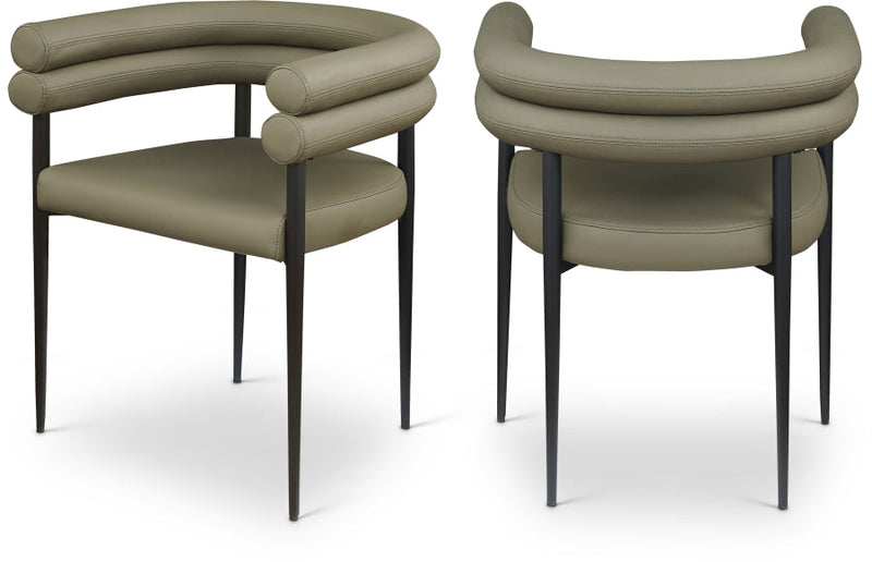 Lavina Vegan Leather Upholstered Dining Chair in Olive, Set of 2 - 509Olive-C
