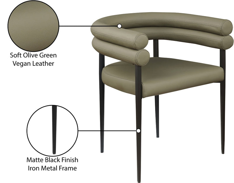 Lavina Vegan Leather Upholstered Dining Chair in Olive, Set of 2 - 509Olive-C