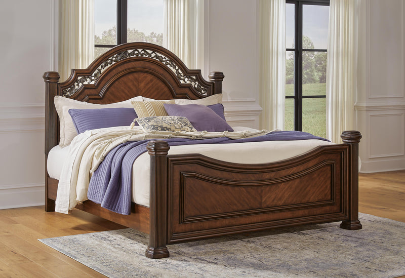 Lavinton Brown King Poster Bed, 2 Chests and Nightstand - B764B12