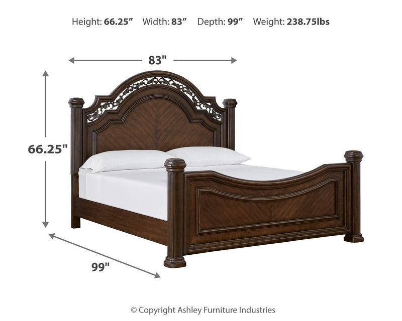 Lavinton California King Poster Bed with 2 Nightstands in Brown from Ashley - Luna Furniture