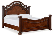 Lavinton California King Poster Bed with Mirrored Dresser and Chest in Brown from Ashley - Luna Furniture
