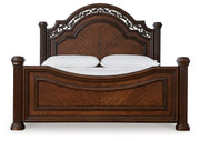 Lavinton King Poster Bed with 2 Nightstands in Brown from Ashley - Luna Furniture