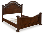Lavinton King Poster Bed with 2 Nightstands in Brown from Ashley - Luna Furniture