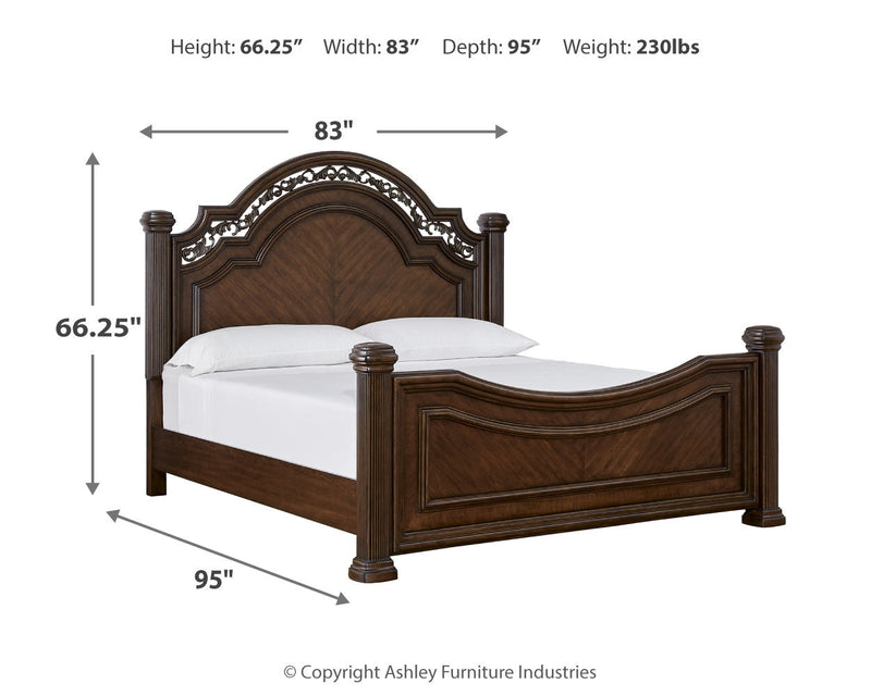Lavinton King Poster Bed with 2 Nightstands in Brown from Ashley - Luna Furniture