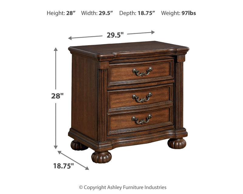 Lavinton Queen Poster Bed with 2 Nightstands in Brown from Ashley - Luna Furniture