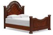 Lavinton Queen Poster Bed with 2 Nightstands in Brown from Ashley - Luna Furniture