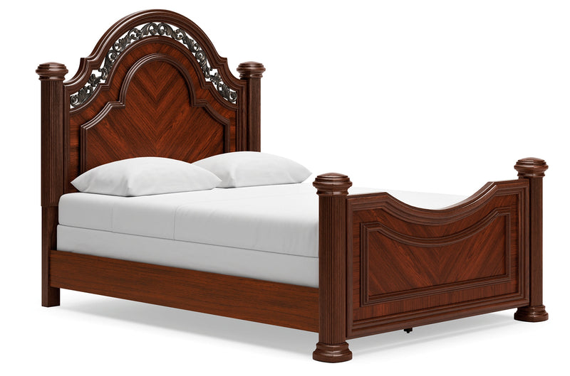Lavinton Queen Poster Bed with 2 Nightstands in Brown from Ashley - Luna Furniture