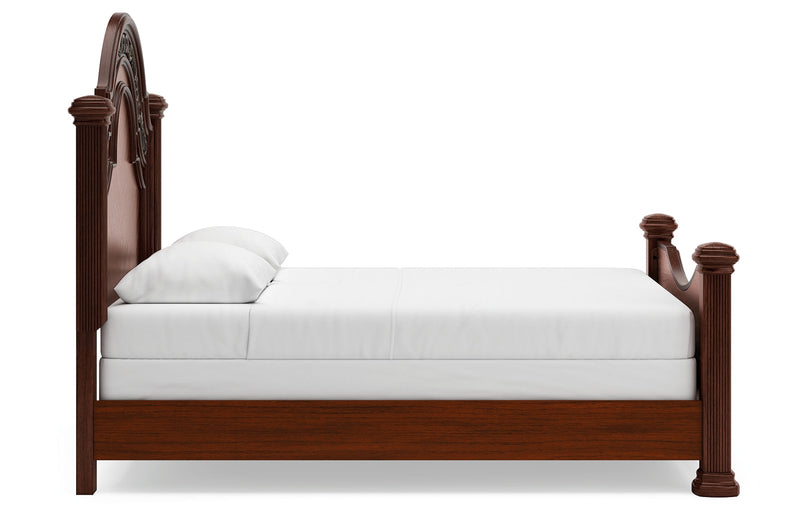 Lavinton Queen Poster Bed with 2 Nightstands in Brown from Ashley - Luna Furniture