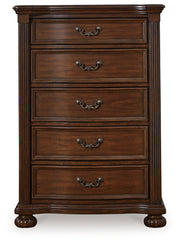Lavinton Queen Poster Bed with Mirrored Dresser and Chest in Brown from Ashley - Luna Furniture