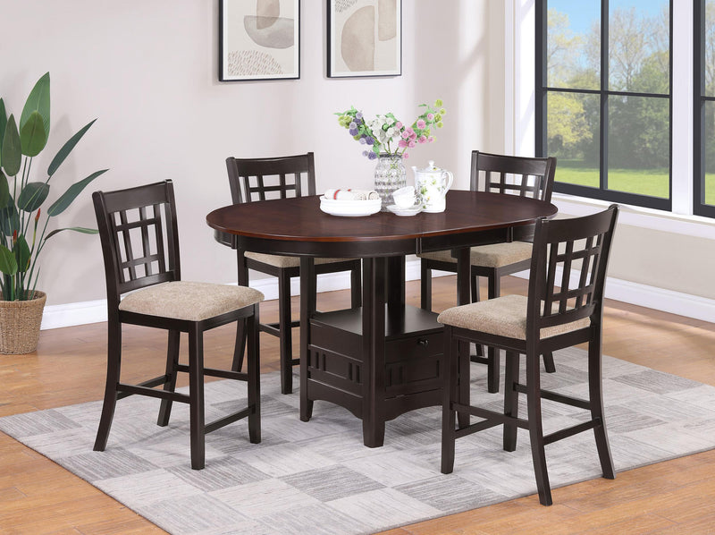 Lavon Oval 60-inch Counter Height Extension Dining Table Chestnut - 105278