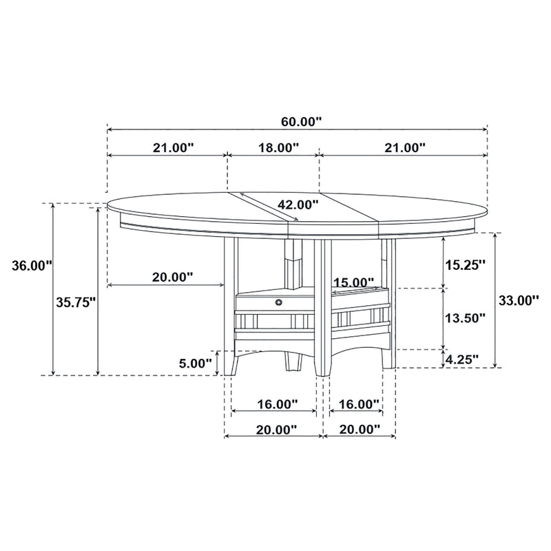 Lavon Oval 60-inch Counter Height Extension Dining Table Espresso - 102888