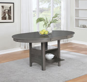 Lavon Oval 60-inch Wood Extension Leaf Dining Table Medium Grey - 108211