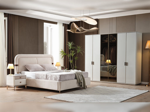 Law Bedroom (Queen Frame With Headboard & Dresser With Mirror & Ottoman & 2 Nightstand) - 200-ELIF-LAW-A511-QBED-SET