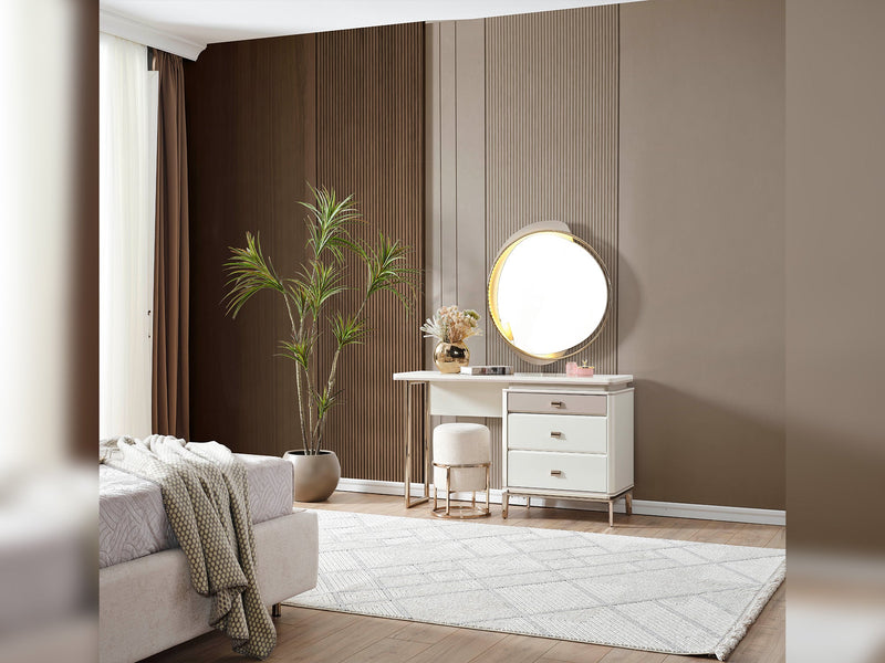 Law Dresser With Mirror & Ottoman - 200-ELIF-LAW-DR