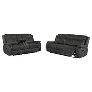 Lawrence 2-piece Upholstered Reclining Sofa Set Charcoal - 603504-S2