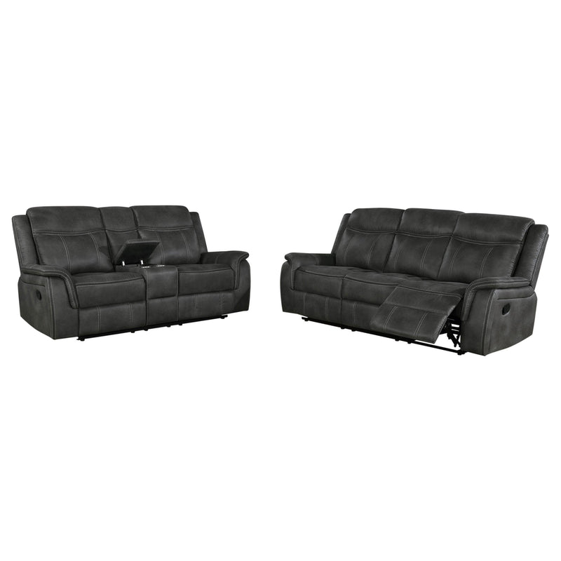 Lawrence 2-piece Upholstered Reclining Sofa Set Charcoal - 603504-S2