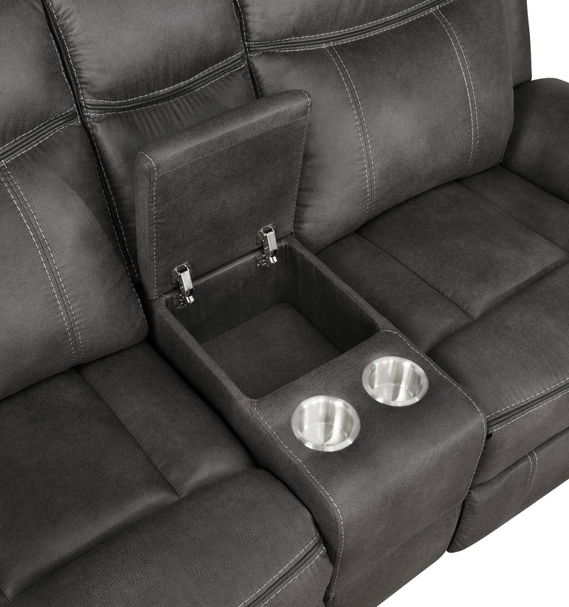 Lawrence 2-piece Upholstered Reclining Sofa Set Charcoal - 603504-S2
