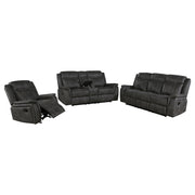 Lawrence 3-piece Upholstered Reclining Sofa Set Charcoal - 603504-S3