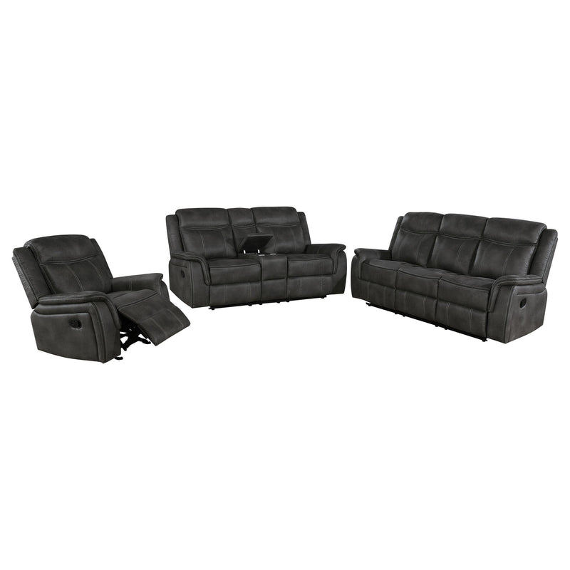 Lawrence 3-piece Upholstered Reclining Sofa Set Charcoal - 603504-S3