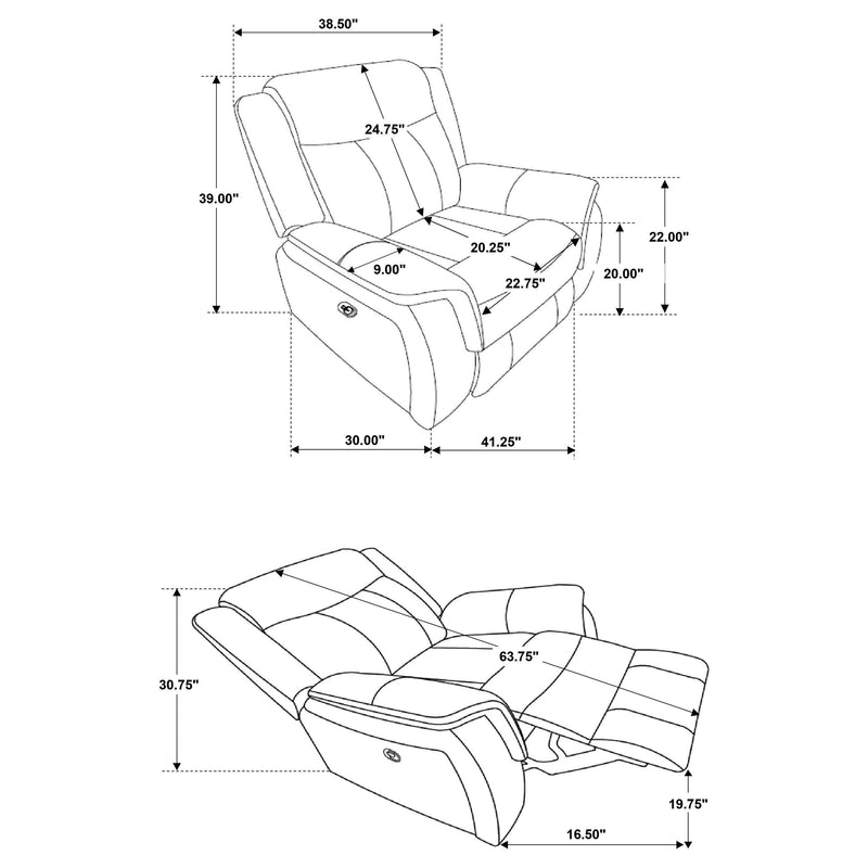 Lawrence Upholstered Padded Arm Glider Recliner Charcoal - 603506