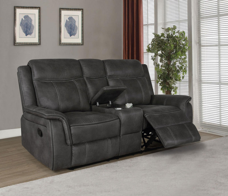 Lawrence Upholstered Padded Arm Reclining Loveseat Charcoal - 603505