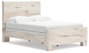 Lawroy Full Panel Bed with Mirrored Dresser and Chest in Light Natural from Ashley - Luna Furniture