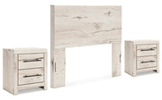 Lawroy Full Panel Headboard with 2 Nightstands in Light Natural - PKG020538